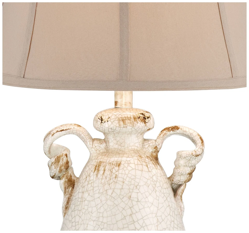 Lámpara de mesa Isabella Country Cottage 28" de alto esmalte marfil agrietado atenuador dormitorio Foto 3 de 4
