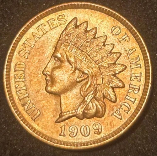 1909 Indian Head Cent - VERY SHARP Uncirculated RB - FREE SHIPPING