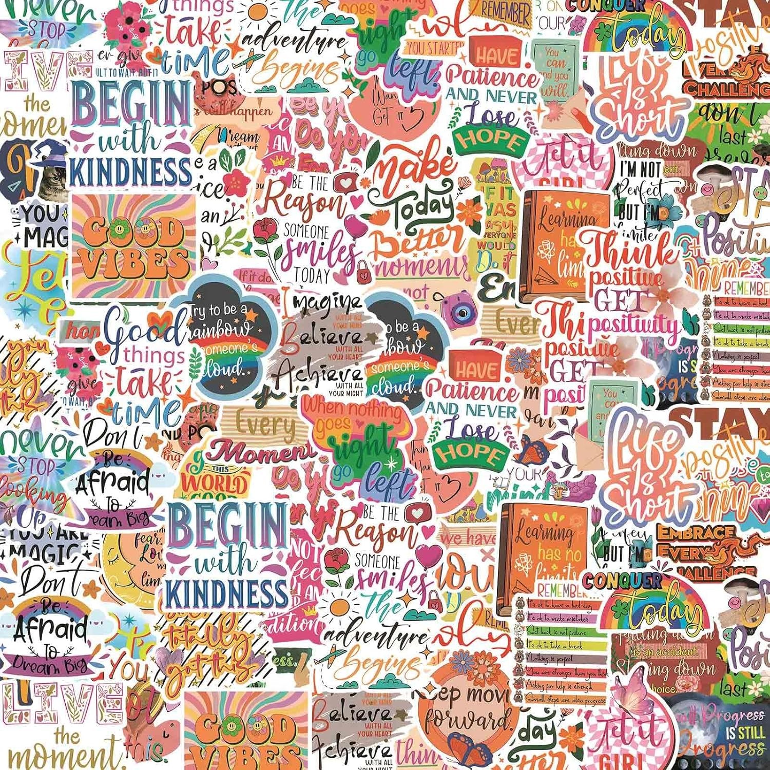 100PCS Motivational Stickers, Inspirational Words Sticker for Adults Colorful 