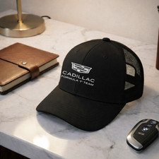 Cadillac F1 Inspired Embroidered Trucker Hat   Motorsport Enthusiast Gift Cap