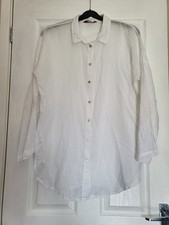 Primark  Women's  Oversized  Thin Plain White Shirt, Sz S, Preloved