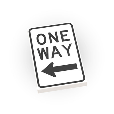 One Way - Left Only Street Sign - 2x3 Tile  Minifig Scale - Brick City Custom