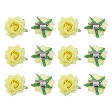 12 Pcs Rose Flower Hair Clips 3 Inch Flower Hair Pins Flower Brooch Yellow