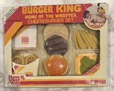 Vintage 1987 Burger King Whopper Cheeseburger Set Fun Food Playset SEALED