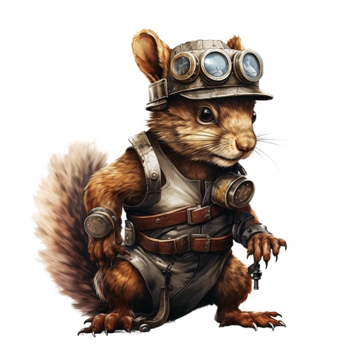 Steampunk Squirrel Steam Punk Animal Self Adhesive Vinyl Sticker