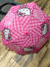 Hello Kitty Bundle Pink Gingham Kids Umbrella NIP Lip Smacker Set
