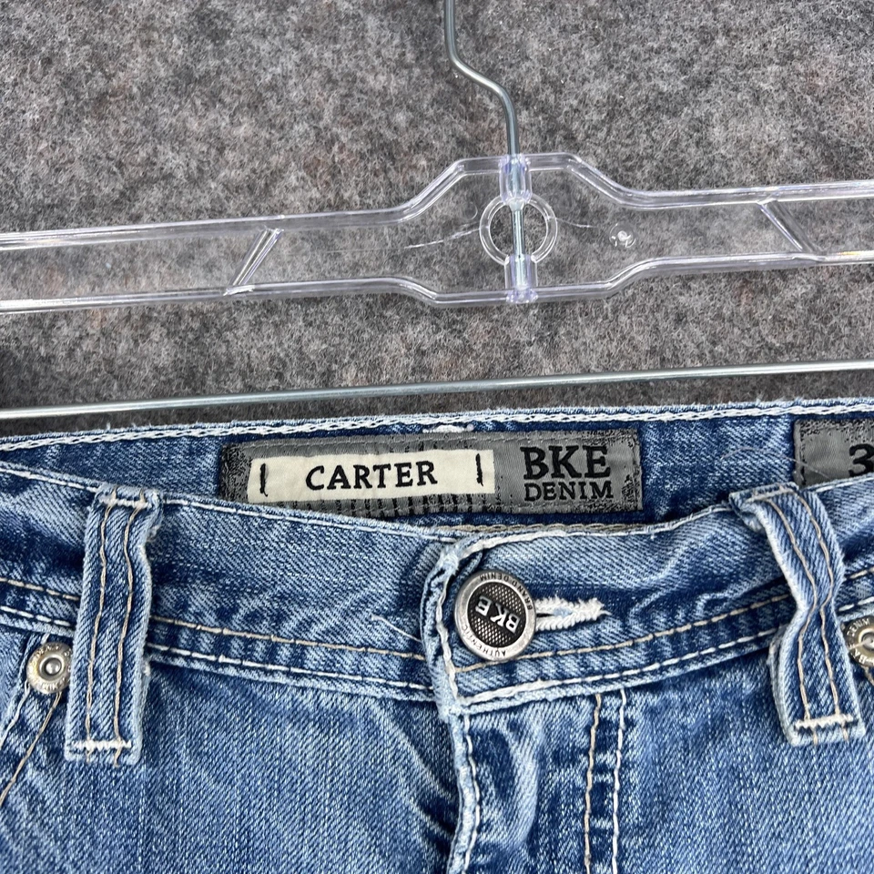 Jeans BKE Carter con hebilla para hombre 34x32 corte boot desgastado lavado medio denim Foto 3 de 4