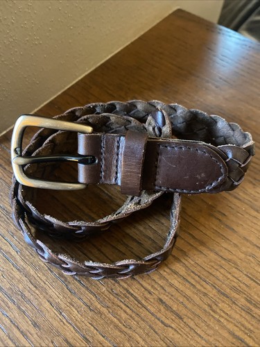 Set of 2 Boys Genuine Leather Brown Braided Belts - Picture 2 of 3