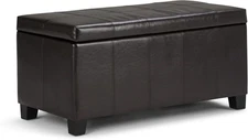 Dover 36 Inch Wide Contemporary Rectangle Storage Ottoman Bench in Tanners Brown