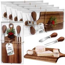 Gosodeny 5 Set Christmas Gifts Bridal Shower Favor Acacia Wooden Square Cheese