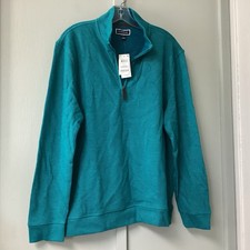 New Club Room Men's 1/4 Zip Sweater Size Large Blue Teal Birds Eye Long Sleeve