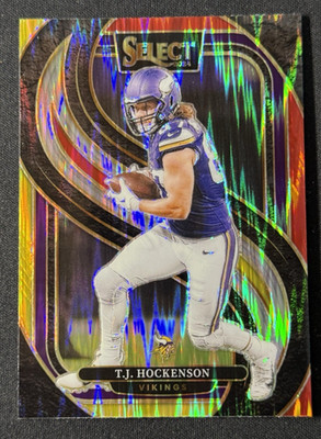2024 Select - Premier Level T.J. Hockenson #194 Red/Yellow Shock Prizm Vickings