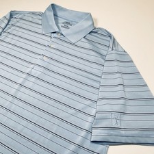 PGA Tour Performance Golf Polo Shirt Mens Size XL Blue Striped Short Sleeve