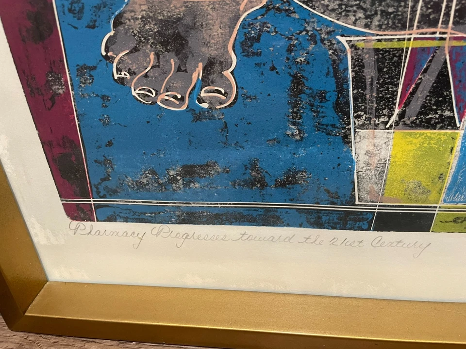 Hans Erni signed print "Pharmacy Progresses Toward the 21st Century" - 23" x 31" - Image 3 of 4