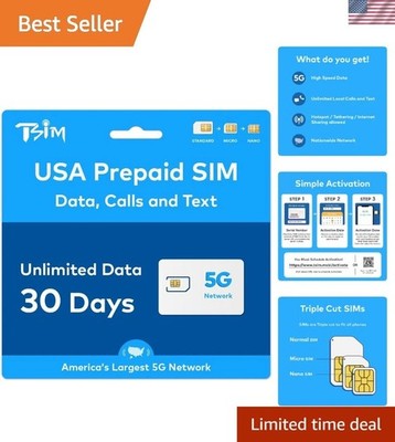 T-Mobile 5G SIM Card for Travelers: Unlimited Data, Calls & Texts Included