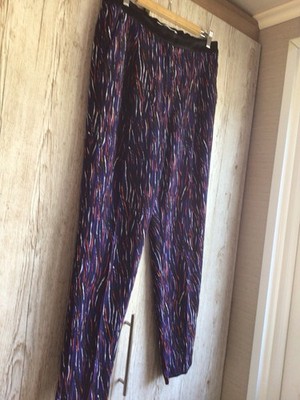 Sportmax Code Max Mara Navy Printed Trousers Size UK 14