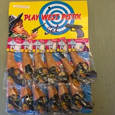 Full One Dozen 6” Play West Pistol on Full Dime Store Display 1950/60s Hong Kong