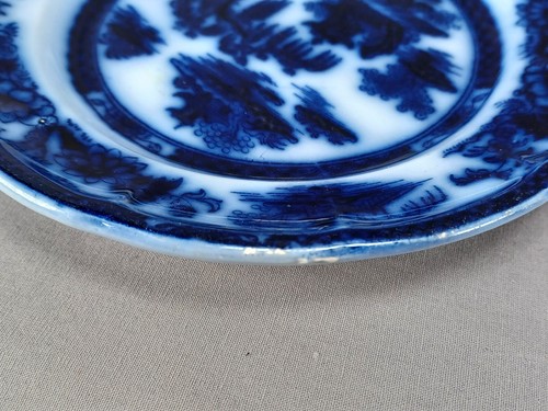 Antique Podmore Walker Manilla Pattern Flow Blue Transferware 7 7/8 Inch Plate - Picture 12 of 12