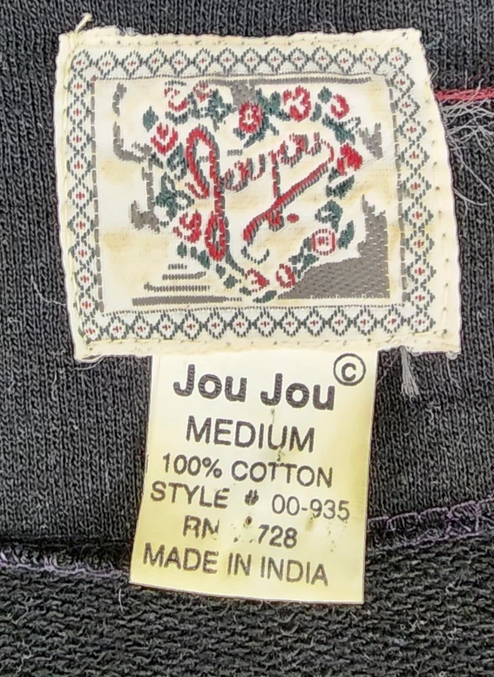 Chaqueta JouJou Mujer Mediana Negra Dorada Floral Adorno Manga Larga Vintage Top Foto 3 de 4