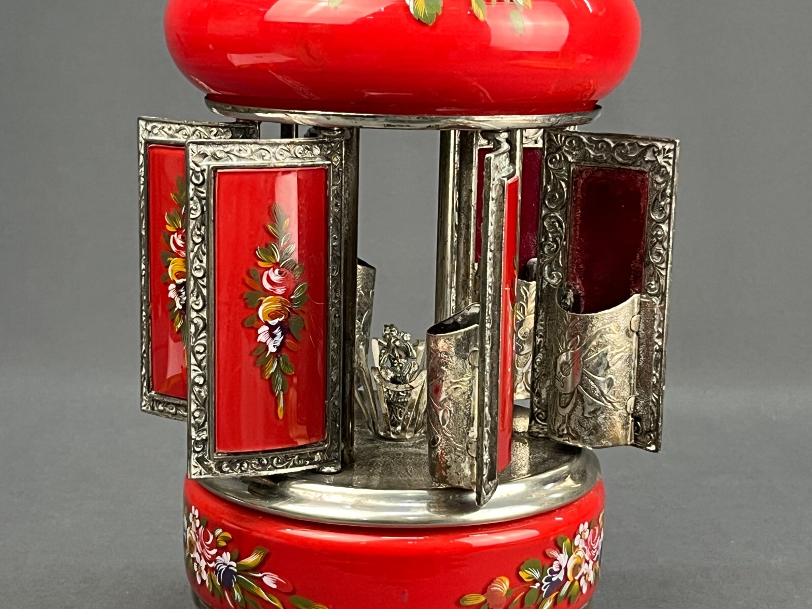 1960s Reuge Red Lipstick / Cigarette Musical Carousel Swiss Music Box