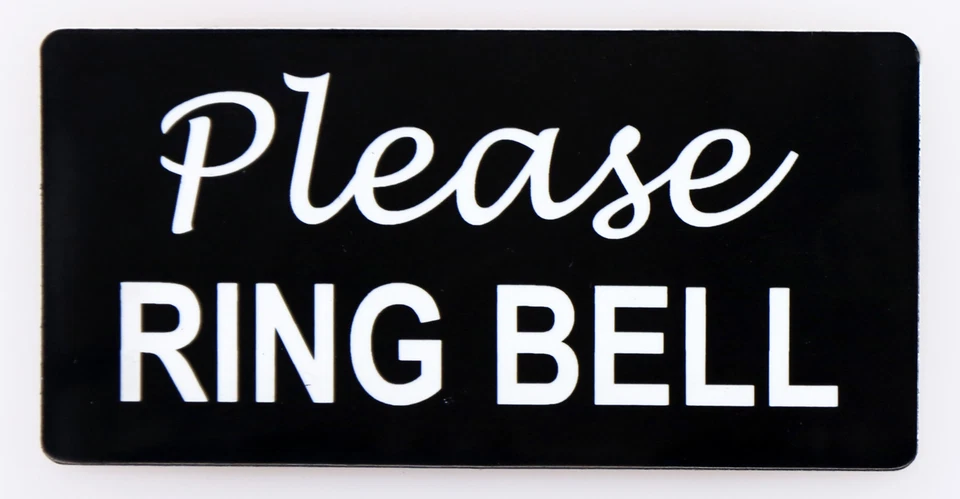 PLEASE RING BELL SIGN DOOR LASER ENGRAVED SIGN 95MM X 45MM RECTANGULAR ROUND CR - Image 3 of 4
