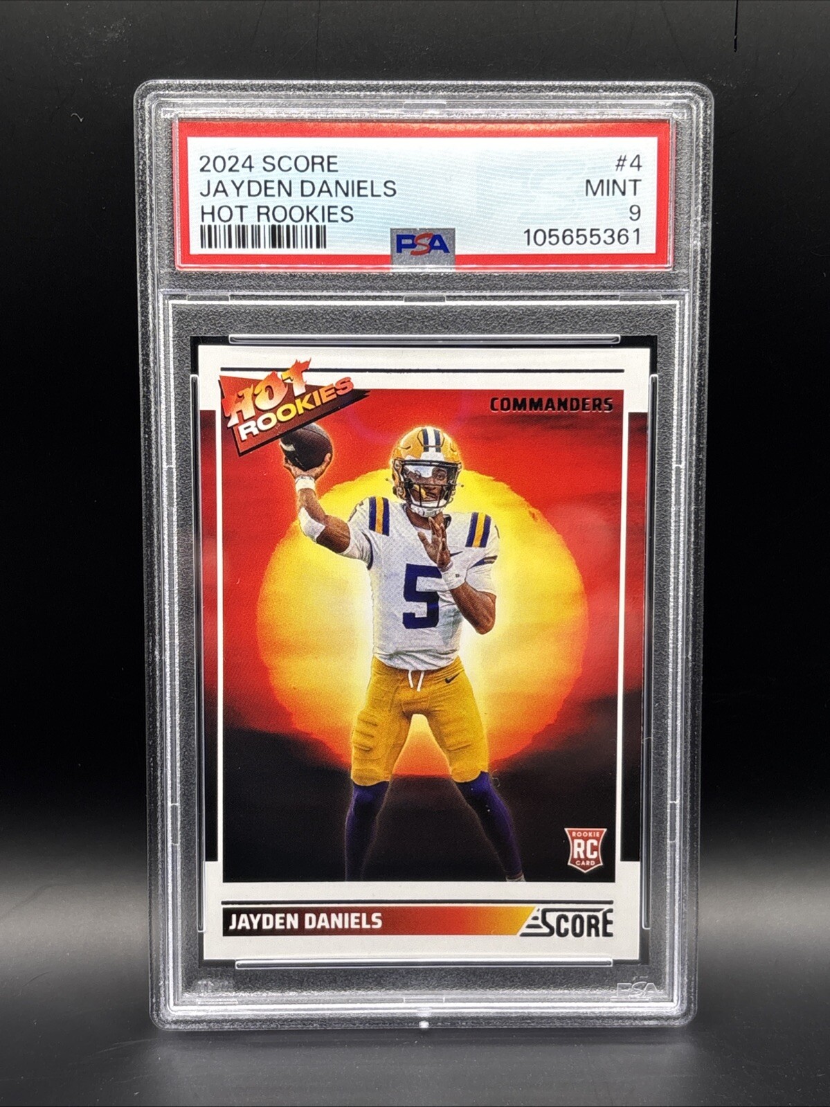2024 Score Jayden Daniels Hot Rookies #4 Rookie RC Commanders PSA 9 Mint