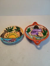  Mexico pottery small Plate and  bowl - high gloss clay pottery