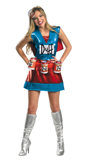 cocodrilo líder Ponte de pie en su lugar Simpsons Female Duffman Duffwoman Costume Duff Man Woman Beer * Medium 8-10  | Compra online en eBay