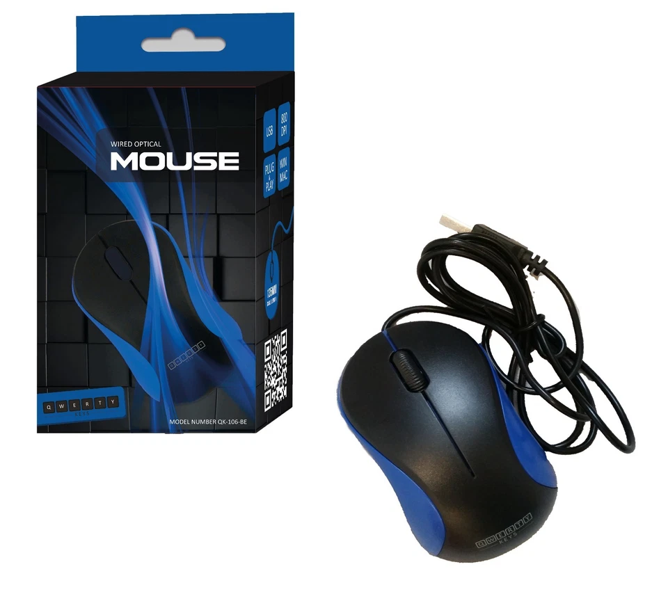 CLEARANCE - 100 Mice Blue Modern USB Wired Optical 3D Computer Mouse Windows Mac - Image 2 of 3