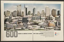 1958 Alcoa Aluminum 600 Changes In America's Skylines 2 Page Vintage Print Ad