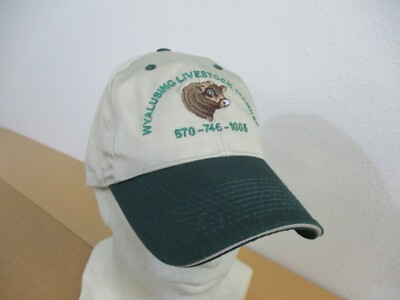 VTG Wyalusing Livestock Market Hat Beige Green Cattlemen Farmer Rancher FFA Mens