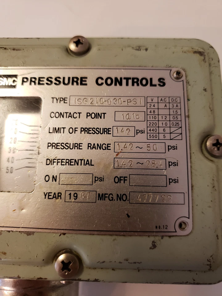 SMC ISG Pressure Switch 1.42-50 PSI Range ISG210-030-PSI - Image 2 of 4