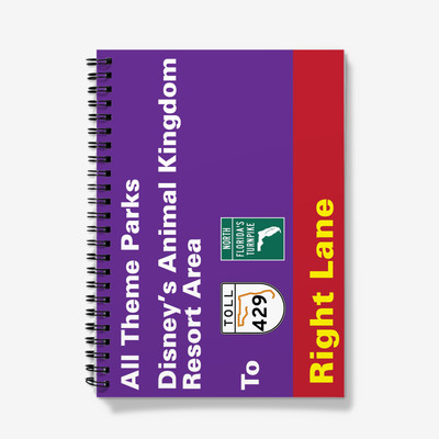 Spiralgebundenes Notizbuch / Journal - Walt Disney World lila Straßenschild