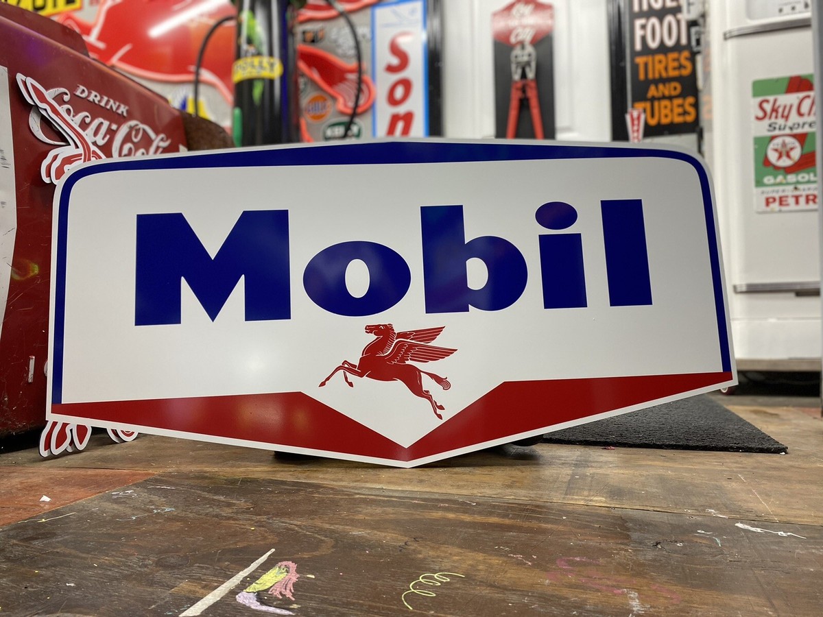 Antique Vintage Old Style Mobil Pegasus Shield Gas Oil Sign! | eBay