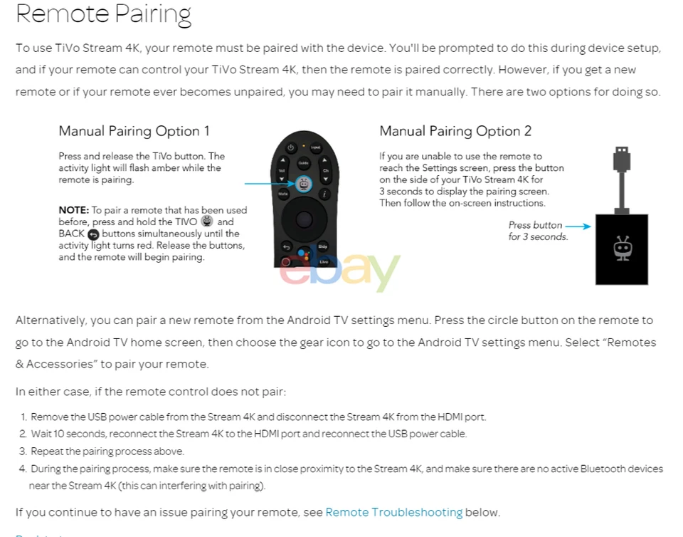 New For TDSTV+ TiVo Stream 4K Smart Voice Android TV Box Remote R37023B - Image 3 of 4