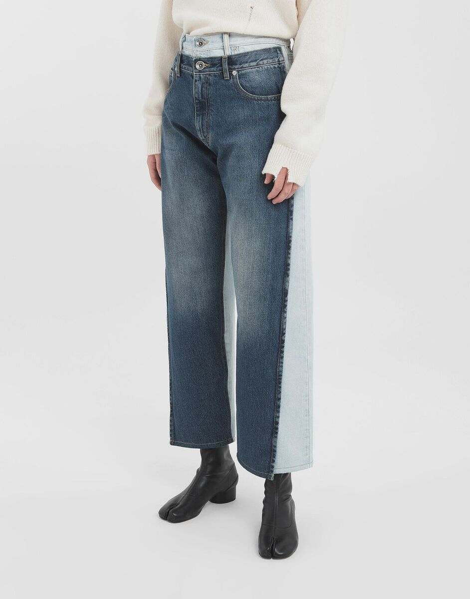 Maison Margiela Spliced Double Layer Dark Light Denim Jeans Maison Margiela Spliced Double Layer Dark Light Denim Jeans