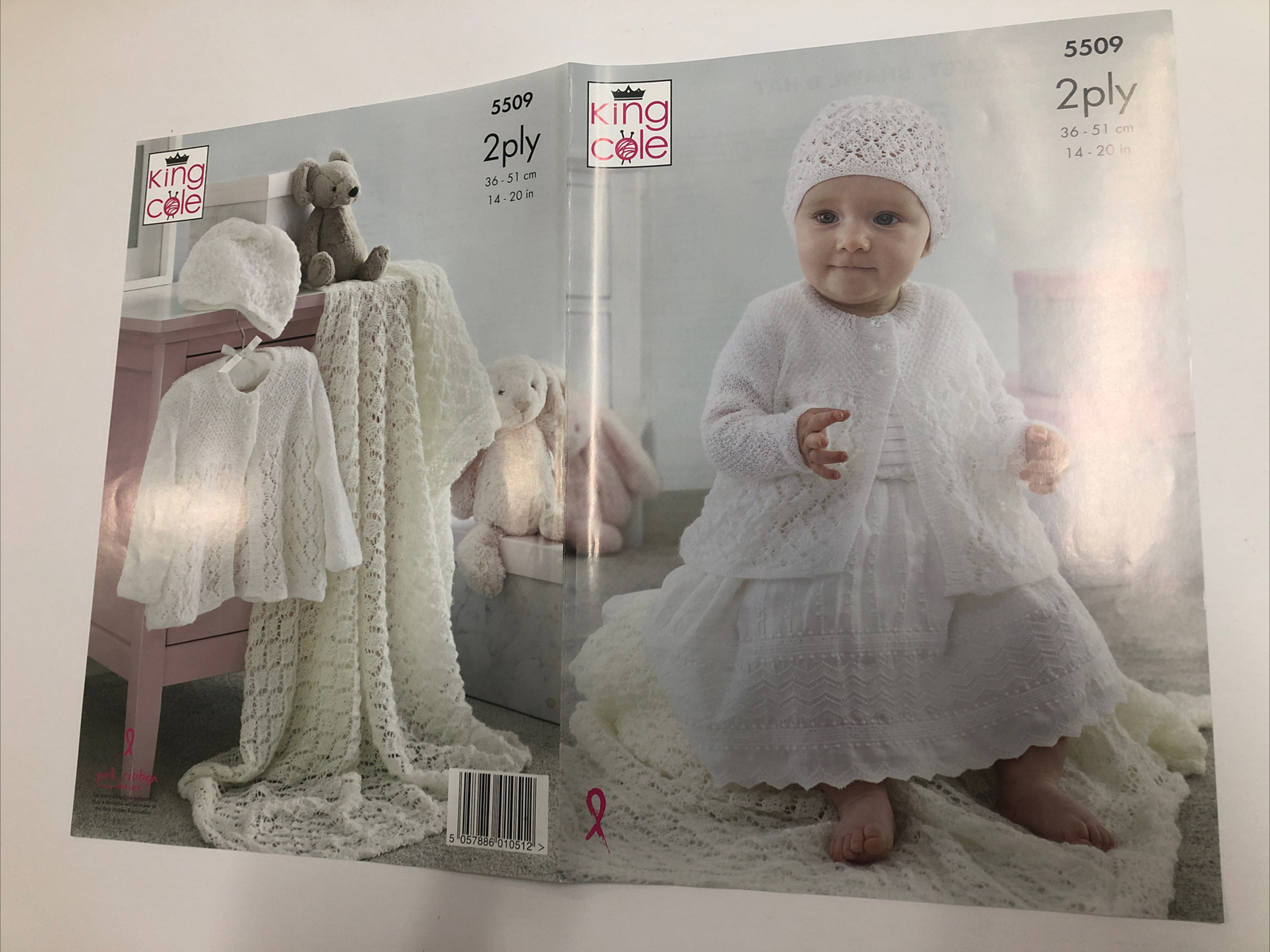 King Cole 2ply Knitting Pattern Matinee Jacket Shawl and Hat 5509 - Image 2