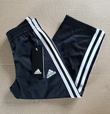 Adidas Iconic Tricot Pant Size 4 New Black White Three Strip Side Pockets