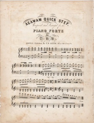 Agawam Quick Step, by D.H.H[askell] C. H. Keith Publ 1834-39 antique sheet music
