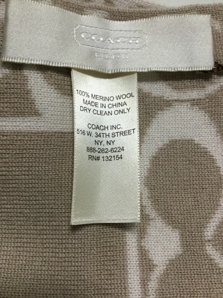 Bufanda Coach para mujer firma logotipo C 83099 lana tejido cuello envoltura, $98 Foto 2 de 4