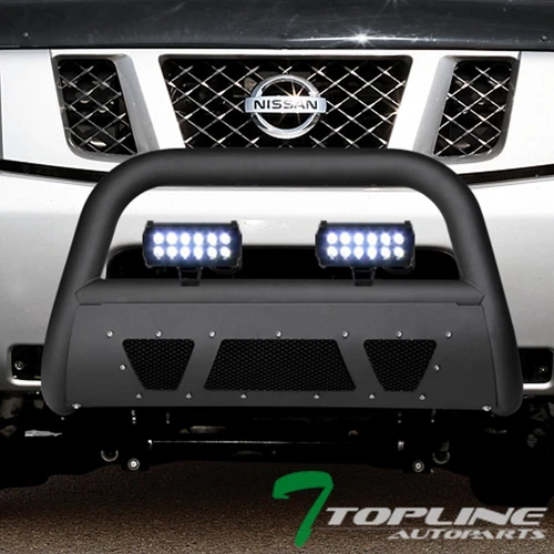 Topline 746756397604 Studded Mesh Bull Bar - Matte Black With 36w LED Fog Lights