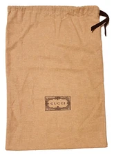 Authentic Gucci Med Dust Bag 11.5” x 17” Logo Monogram Beige Cotton Drawstring