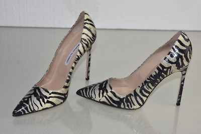NEW Manolo Blahnik BB 115 EXOTIC Snake PYTHON Pumps ZEBRA Black