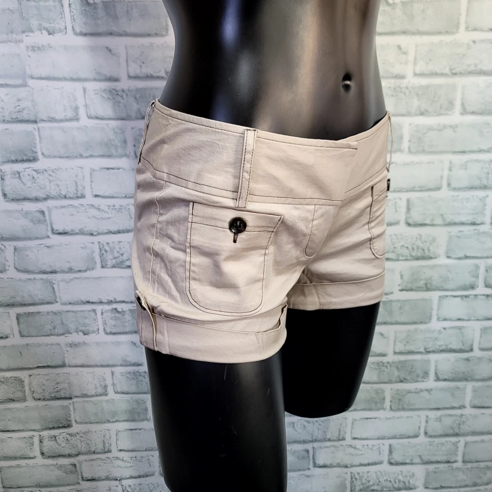 Pantalones Cortos Botín Caqui Micro Mini Puños Vintage Años 90 Y2k Charlotte Russe Juniors 3 Foto 4 de 4