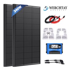 100W 200W 400W 12V Solar Panel Kit with Mounting Brackets Caravan RV Camper Van