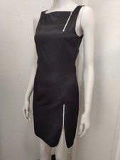 Versace Jeans Couture 1990s Vintage Black Sateen Zipper Sheath Dress IT 38