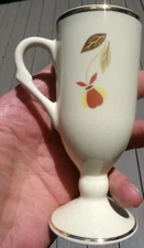 Set N.A.L.CC 4 Hall Jewel Autumn Leaf 1998  DEMITASSE PEDESTAL CUPS, 5" TALL BOX