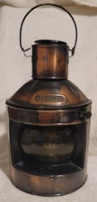 Vintage Starboard Ship Brass Oil Lamp Nautical Maritime Boat Lantern Lt Green