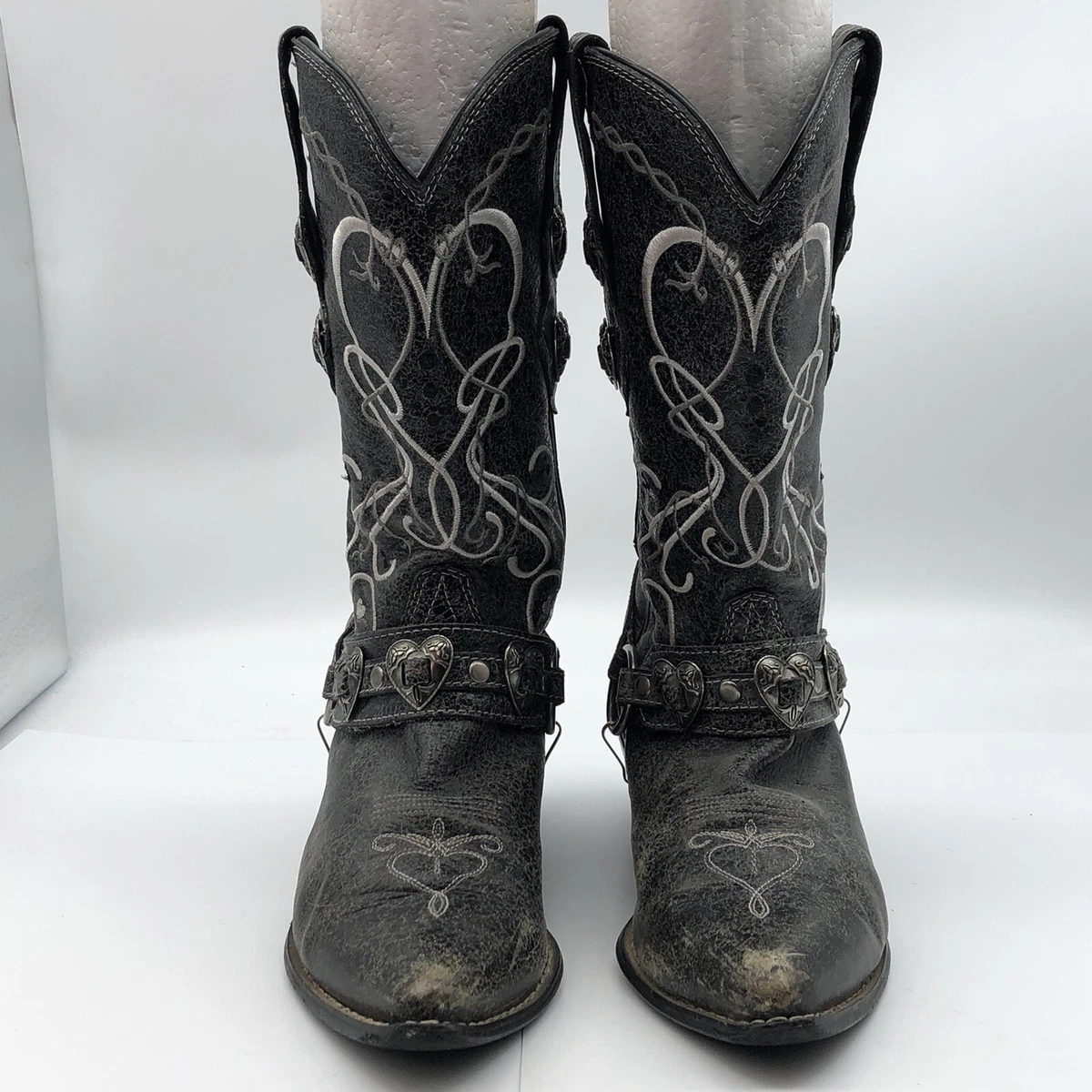 Durango Crush Distressed Heart Concho Women s 6.5 western rodeo boots