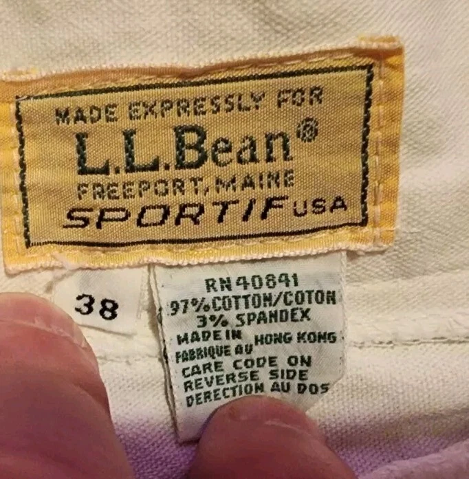 Мужские брюки 38x34 винтажные LL Bean SportIf белые сделано в США пляжные комфортные брюки - Изображение 3 из 4